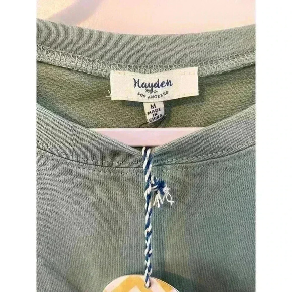 NWT Hayden Los Angeles Layered Cotton/Lace Sage Green Cream Size M Babydoll top - Picture 2 of 5